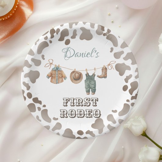 Eerste Rodeo Cowboy kleding jongen verjaardag Papieren Bordje