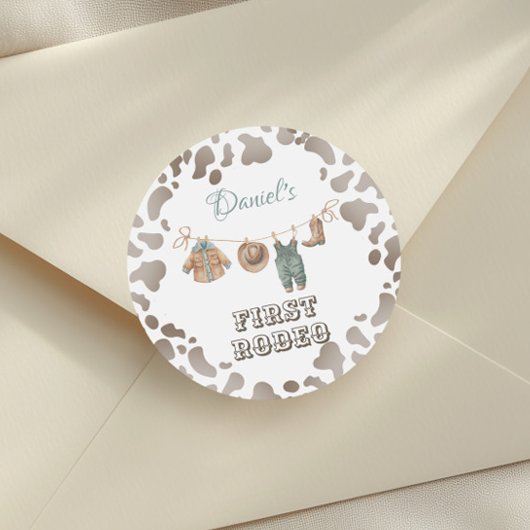 Eerste Rodeo Cowboy kleding jongen verjaardag Ronde Sticker