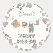 Eerste Rodeo Cowboy kleding jongen verjaardag Ronde Sticker (Voorkant)