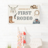 Eerste Rodeo Cowboy Terracotta 1e Verjaardag Spandoek (Insitu)