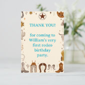 Eerste Rodeo Cowboy verjaardag Bedankkaart (Staand voorkant)