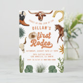 Eerste Rodeo Cowboy Verjaardag Kaart (Staand voorkant)