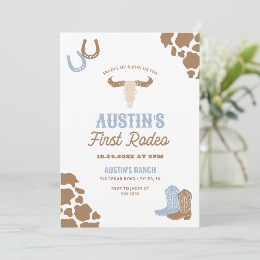 Eerste Rodeo Cowboy verjaardag Kaart (Staand voorkant)