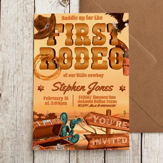 Eerste Rodeo - Cowboy Verjaardag Kaart