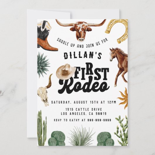 Eerste Rodeo Cowboy verjaardag Kaart (Voorkant)