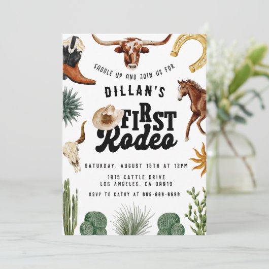 Eerste Rodeo Cowboy verjaardag Kaart (Staand voorkant)