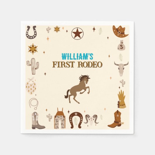 Eerste Rodeo Cowboy verjaardag Servet (Voorkant)