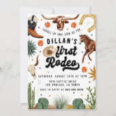 Eerste Rodeo Cowboy Verjaardag uitnodiging (Voorkant)