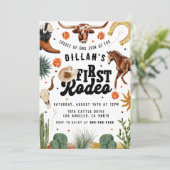Eerste Rodeo Cowboy Verjaardag uitnodiging (Staand voorkant)