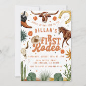 Eerste Rodeo Cowboy Verjaardag uitnodiging (Voorkant)