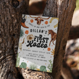 Eerste Rodeo Cowboy Verjaardag uitnodiging