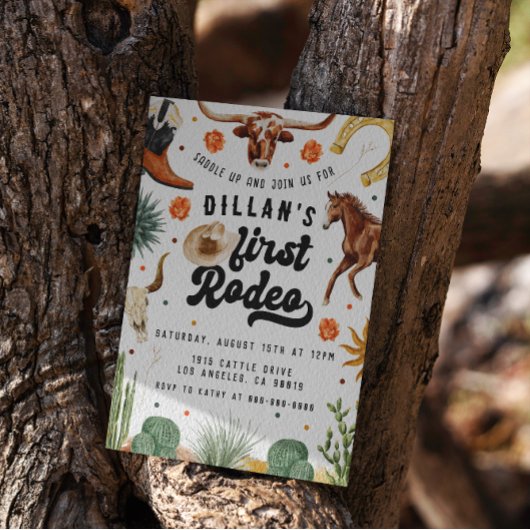 Eerste Rodeo Cowboy Verjaardag uitnodiging