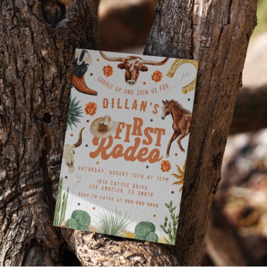 Eerste Rodeo Cowboy Verjaardag uitnodiging