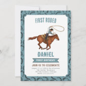 Eerste Rodeo Cowboy Verjaardag uitnodiging (Voorkant)