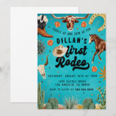 Eerste Rodeo Cowboy Verjaardags Uitnodiging (Voorkant / Achterkant)