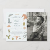 Eerste Rodeo Cowboy Verjaardagsfeestje Foto Kaart (Voorkant)