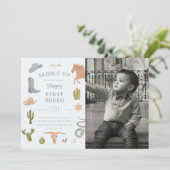 Eerste Rodeo Cowboy Verjaardagsfeestje Foto Kaart (Staand voorkant)