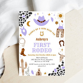 Eerste Rodeo Cowboy Western 1e Verjaardagsuitnodig Kaart
