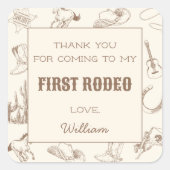 Eerste Rodeo Cowboy Western Bedankt Label Sticker (Voorkant)