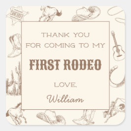 Eerste Rodeo Cowboy Western Bedankt Label Sticker
