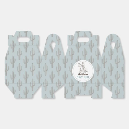 Eerste Rodeo Cowboy Western Blauw 1e Verjaardag Bedankdoosjes (Ongevouwen)