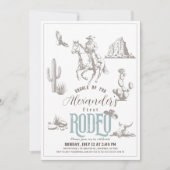 Eerste Rodeo Cowboy Western Blauw 1e Verjaardag Kaart (Voorkant)