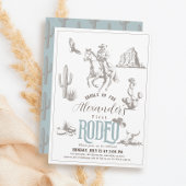 Eerste Rodeo Cowboy Western Blauw 1e Verjaardag Kaart