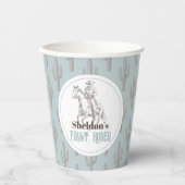 Eerste Rodeo Cowboy Western Blauw 1e Verjaardag Papieren Bekers (Voorkant)