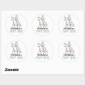 Eerste Rodeo Cowboy Western Blauw 1e Verjaardag Ronde Sticker (Vel)