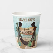 Eerste Rodeo Cowboy Western Boy 1st Birthday Party Papieren Bekers (Achterkant)