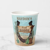 Eerste Rodeo Cowboy Western Boy 1st Birthday Party Papieren Bekers (Voorkant)