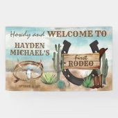 Eerste Rodeo Cowboy Western Boy 1st Birthday Party Spandoek (Horizontaal)