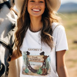 Eerste Rodeo Cowboy Western Boy 1st Birthday Party Tri-Blend Shirt<br><div class="desc">Het is je kleine eerste Rodeo en we weten dat je zo opgewonden bent! Viel de kleine cowboy in de rotsachtige poke stijl van de westerne koe met dit jongetje van de Eerste Dag van de Partij van de Verjaardag. Hij is voorzien van een waterverf zandbasis met daarop aangebrachte cactussen,...</div>