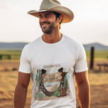 Eerste Rodeo Cowboy Western Boy 1st Birthday Party Tri-Blend Shirt<br><div class="desc">Het is je kleine eerste Rodeo en we weten dat je zo opgewonden bent! Viel de kleine cowboy in de rotsachtige poke stijl van de westerne koe met dit jongetje van de Eerste Dag van de Partij van de Verjaardag. Hij is voorzien van een waterverf zandbasis met daarop aangebrachte cactussen,...</div>