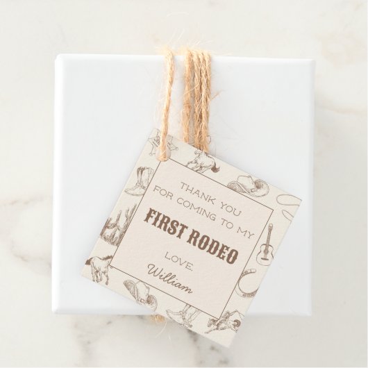 Eerste Rodeo Cowboy Westerne verjaardag Dank u Lab Bedankjes Labels (In situ)