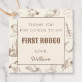 Eerste Rodeo Cowboy Westerne verjaardag Dank u Lab Bedankjes Labels (Voorkant)