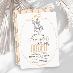 Eerste Rodeo Cowboy Westers Beige Strik 1e Verjaar Kaart