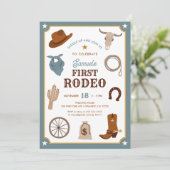 Eerste Rodeo Cowboy Wild West Boy Eerste Verjaarda Kaart (Staand voorkant)