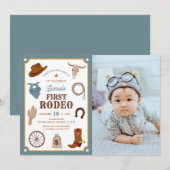 Eerste Rodeo Cowboy Wild West Eerste Verjaardag Fo Kaart (Voorkant / Achterkant)