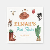 Eerste Rodeo Cowboy Wild West verjaardag Servet (Voorkant)