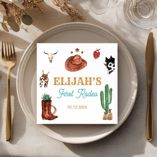 Eerste Rodeo Cowboy Wild West verjaardag Servet