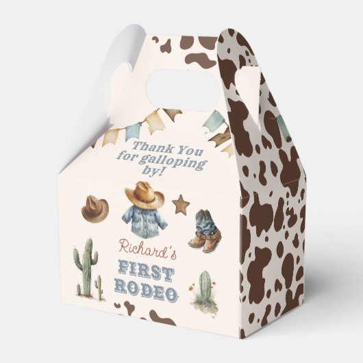 Eerste rodeo Cowboy Wild west verjaardagsfeestje F Bedankdoosjes (Achterkant)