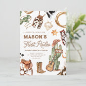 Eerste Rodeo Cowboy Wild West Western Boy Verjaard Kaart (Staand voorkant)