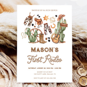 Eerste Rodeo Cowboy Wild West Western Boy Verjaard Kaart