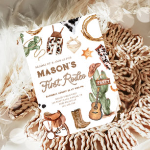 Eerste Rodeo Cowboy Wild West Western Boy Verjaard Kaart