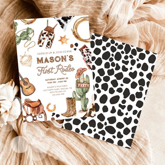 Eerste Rodeo Cowboy Wild West Western Boy Verjaard Kaart