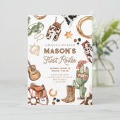 Eerste Rodeo Cowboy Wild West Western Boy Verjaard Kaart (Staand voorkant)