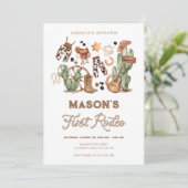 Eerste Rodeo Cowboy Wild West Western Boy Verjaard Kaart (Staand voorkant)