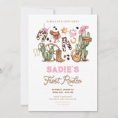 Eerste Rodeo Cowboy Wild West Western Meisje Verja Kaart (Voorkant)