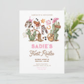 Eerste Rodeo Cowboy Wild West Western Meisje Verja Kaart (Staand voorkant)